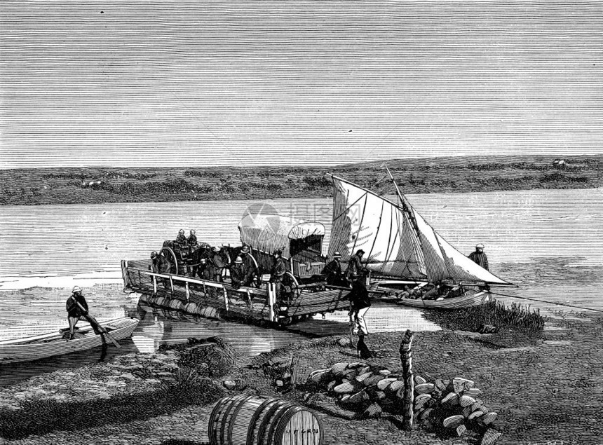 波尔斯人通过Transvaal古老的刻画图解中托盘旅行日报180年图片