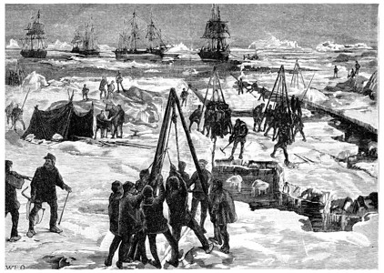 极地冰雪中的冬季用古老刻画图旅行杂志180年第0页背景图片