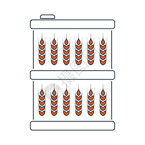 带小麦符号的桶带红色填充设计的薄线矢量说明图片