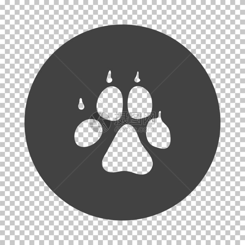 狗足迹图标在tranparency网格上减缩tenciil设计矢量插图图片