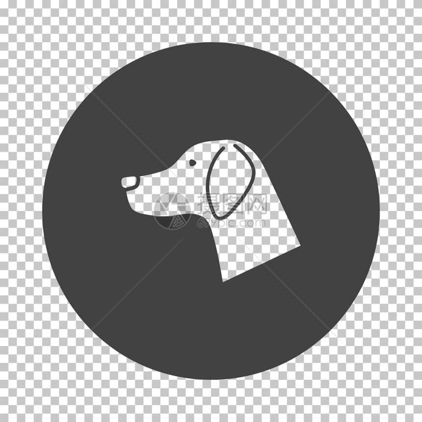 狗头图标在tranparency网格上减缩tenciil设计矢量插图图片