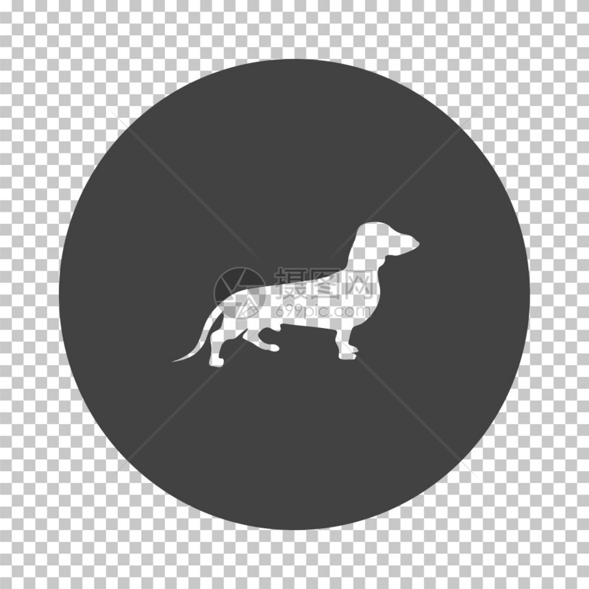 Dachshund狗图标在蒸气网格上减序电流设计矢量插图图片
