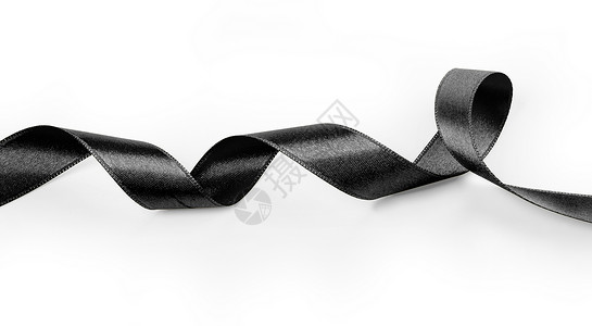 白色背景的黑丝带和剪切路径背景图片