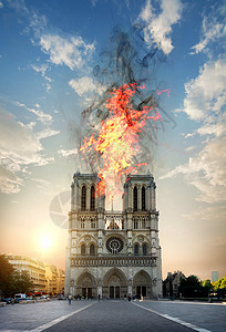 基督教火素材法国巴黎圣母院大教堂火灾背景