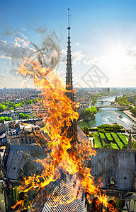 基督教火素材法国巴黎圣母院大教堂火灾背景