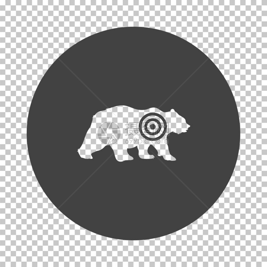 带目标图的熊光影在透明网格上减缩电流设计矢量插图图片