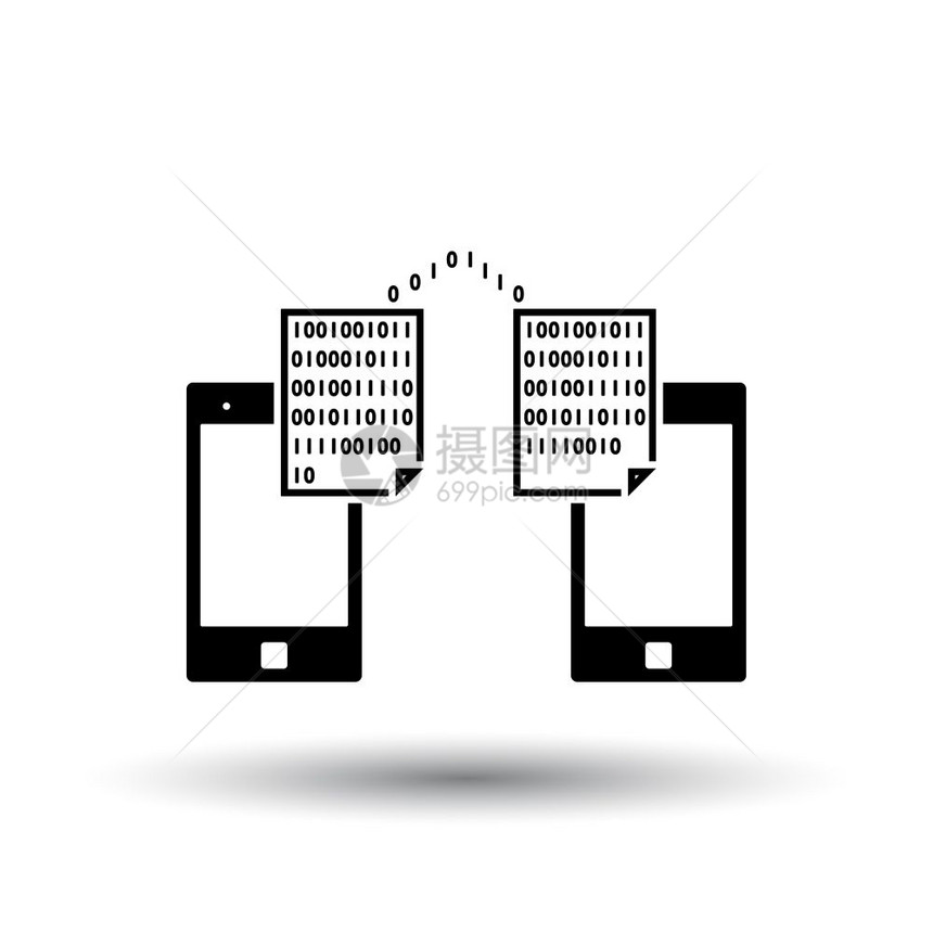 交换数据图标白色背景上的黑与阴影矢量说明图片