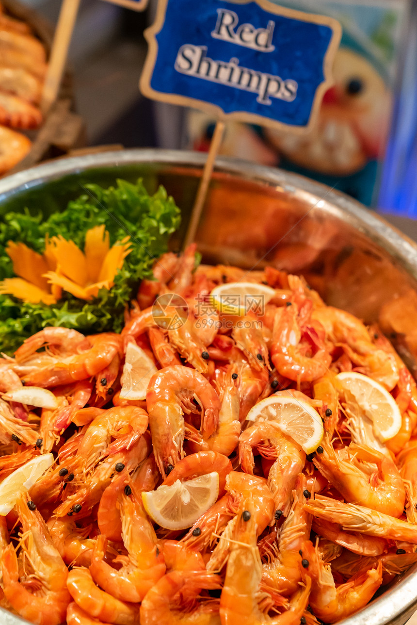 海鲜红虾冰自助酒吧图片