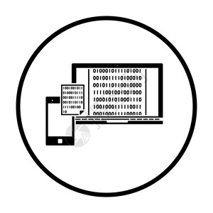 交换数据图标细圆Stencils设计矢量说明图片