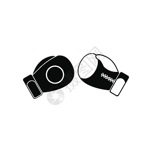 拳头图标拳击手套在白色背景上隔离的黑色简单图标拳击手套黑色简单图标背景