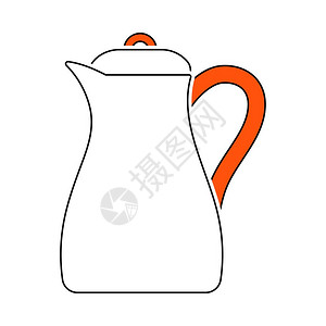 罐子图标GlassJug图标薄线有橙色填充设计矢量说明背景