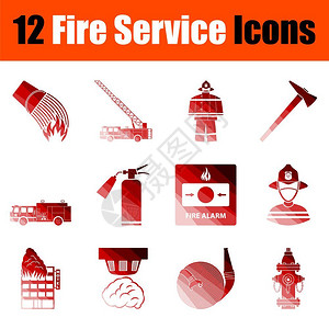 消防设计消防服务图标集插画