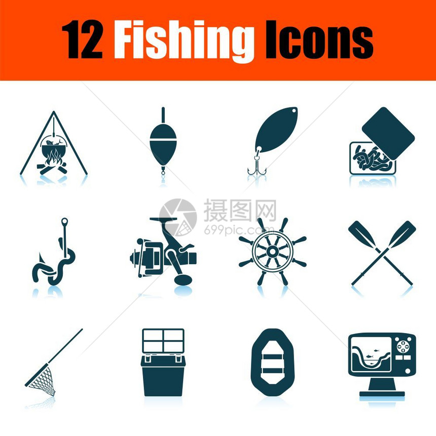 钓鱼图标设计矢量元素图片