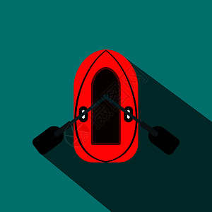 蓝色背景上红色充气船图标图片