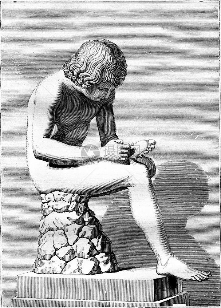 射手刺古铜顶部2英尺半雕刻的古典插图1836年马加辛皮托罗克图片