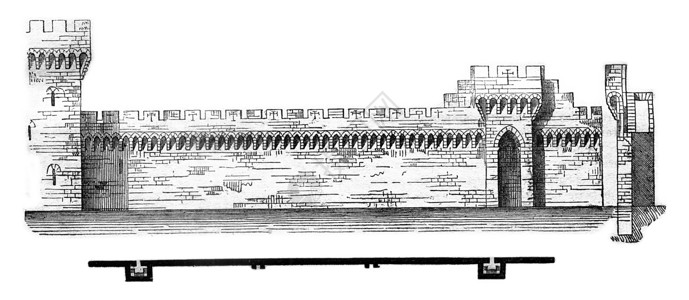 阿维尼翁城墙的规划和部分184年马加辛皮托罗尔克古老的雕刻图集图片