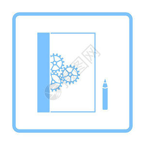 蓝铅笔素材产品开发图标蓝框架设计矢量说明插画