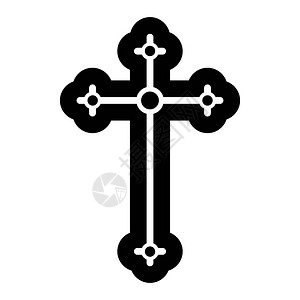 十字架光Crucifix黑色简单图标的宗教象征图标的宗教象征插画