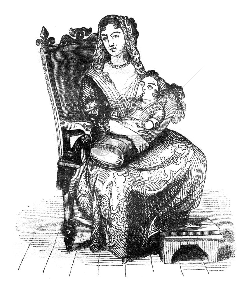 Burgundy公爵护士184年马加辛皮托雷斯克古典雕刻的插图图片