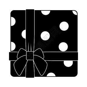 黑色礼品盒样机带有丝图标的礼品盒黑色简单风格插画
