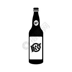 啤酒特写啤酒瓶图标黑色简单风格插画