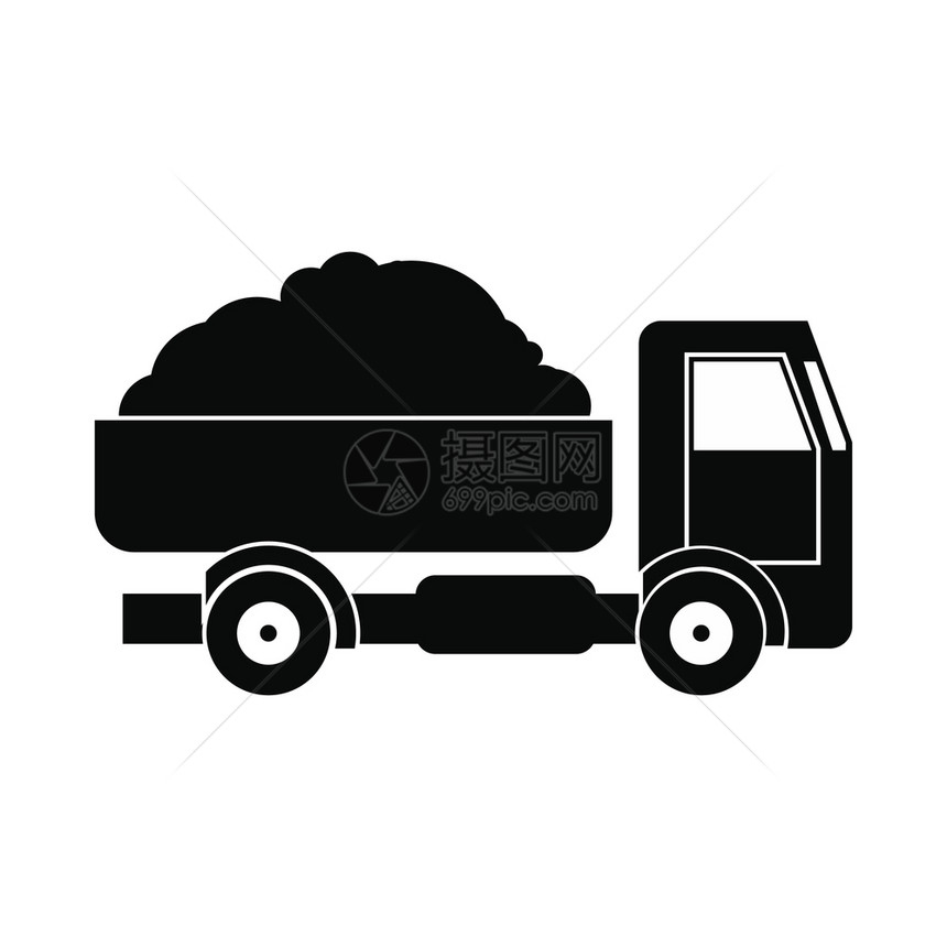 农民卡车图标白色的黑简单风格图片