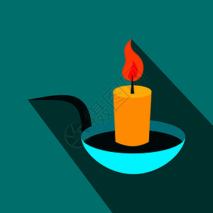 圣诞节蜡烛火焰蜡烛平板图标插画