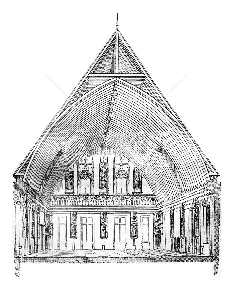 Rouen法院大厦厅184年马加辛皮托雷克古典雕刻的插图184年图片