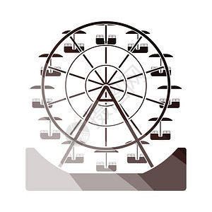 摩天轮图标Ferris轮式图标平面彩色设计矢量插图背景