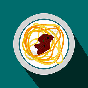营养面食蓝色背景上平板的IItalian面食图标平板风格插画