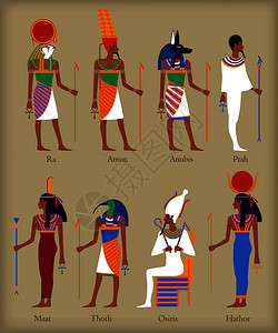 欧西塔尼亚埃及神的图标以平板风格用于昆虫设计埃及神的图标插画