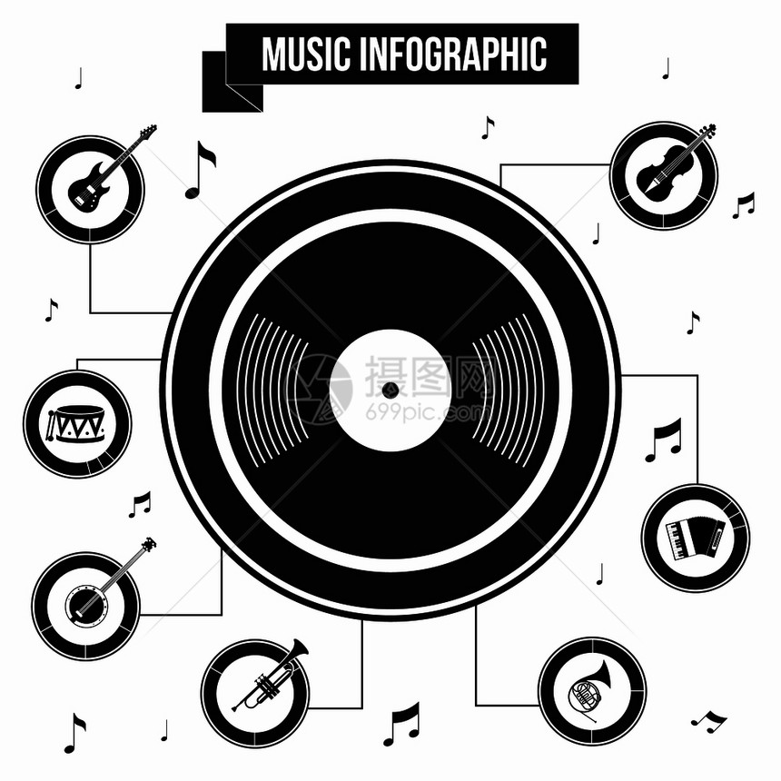 用于任何设计的简单风格音乐信息音乐简单风格图片