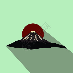 东鸡冠山富士山矢量图插画