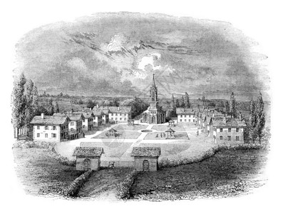 黑色城市Mettray殖民地建于1840年其地处图尔斯市1842年马加辛皮托罗雷克背景