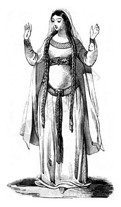 第五世纪富人妇女在蒙佛康之后1842年马加辛皮托雷斯克刻有古老的插图图片