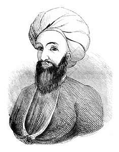 DostMohammadKhan前阿富汗人的埃米尔1843年马加辛皮托雷斯克刻有古代文字的插图背景