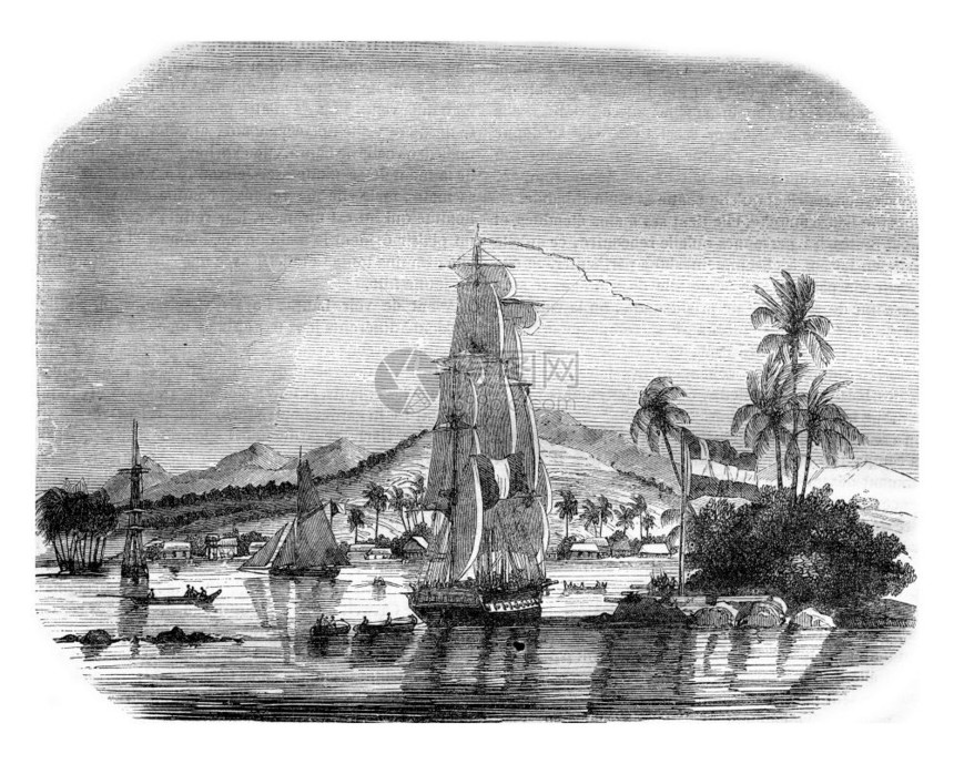 帕皮提湾和女王岛的景象1843年马加辛皮托雷斯克图片
