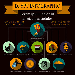 埃及圣鹭用于任何设计的埃及方形图元素埃及方形图元素平面风格插画