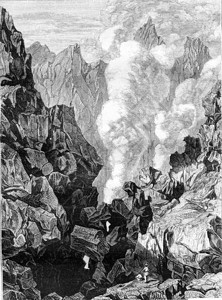 瓜德罗普的Laufriere火山1843年的MagasinPittoresque图片