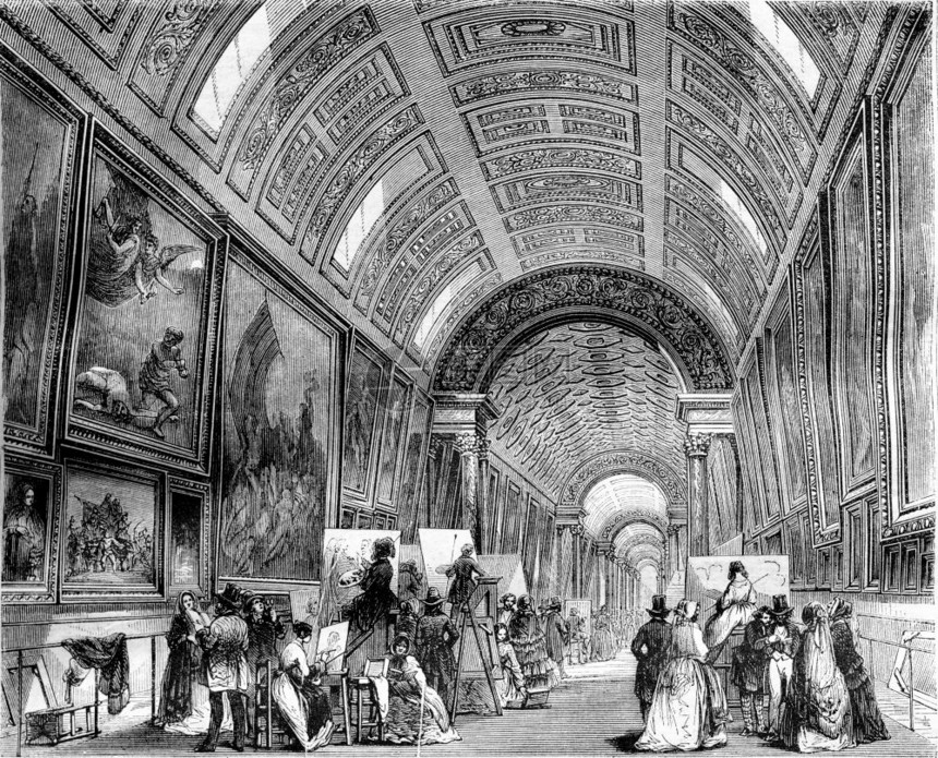 一天的大型画廊研究Louvre博物馆184年的MagasinPittoresque图片