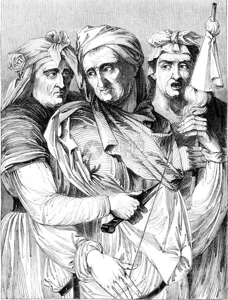 在佛罗伦萨PittiPalace画廊绘的三位法特人184年的MagasinPittoresque图片