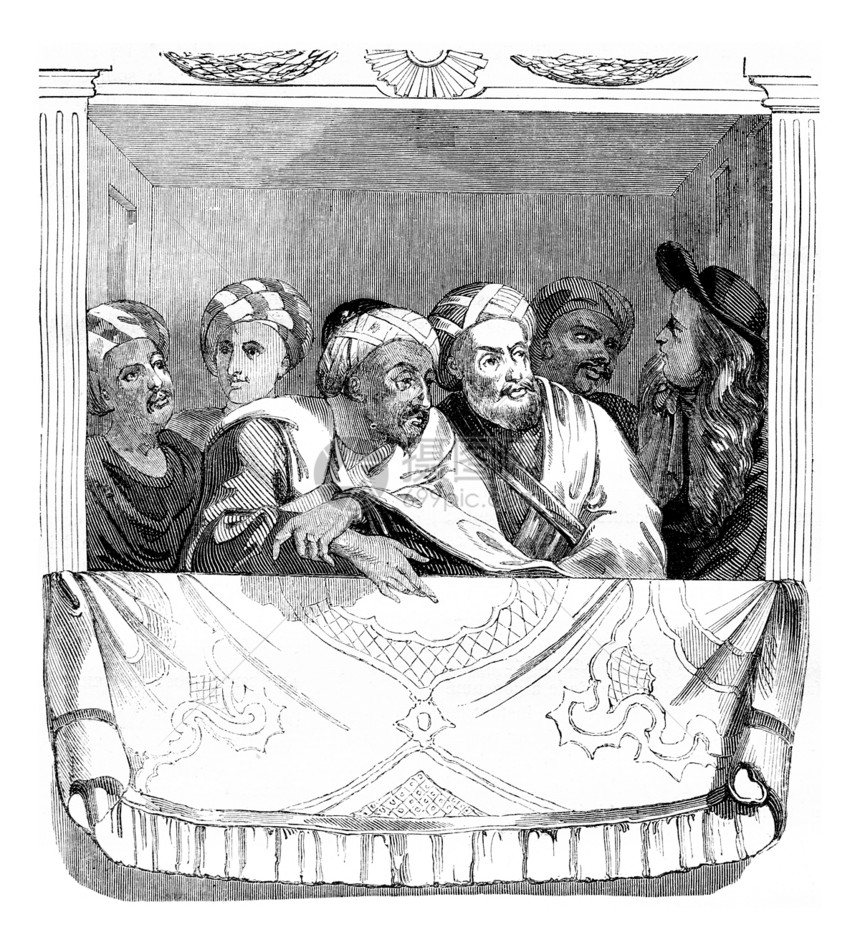 摩洛哥大使及其官员在Versailles宫剧院的一个盒子里图片