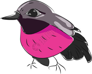 黑色和粉彩鸟眼睛大向量彩色画或插图图片