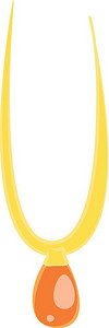 琥珀项链一条金项链上面有琥珀弯曲向量彩色画或插图插画