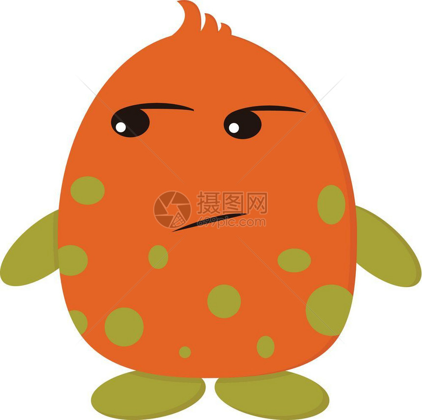 愤怒的橙色怪物有着珊瑚礁金色的斑点手脚矢量彩色画或插图图片