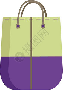 紫色和绿的彩袋有棕把手矢量彩色图画或插背景图片