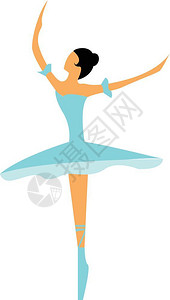 美丽的芭蕾舞演员穿蓝色芭蕾舞裙的女芭蕾舞郎插画