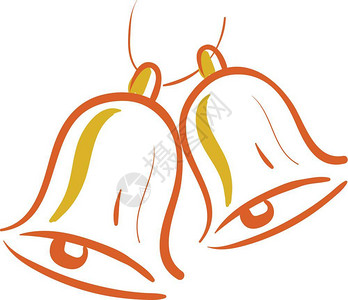 神仙挂像两个橙色的钟看起来像两只人的眼睛卡通矢量彩色画或插图插画