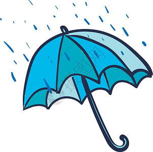 蓝色雨伞矢量插画背景图片
