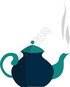 卡通蓝色茶壶矢量插图图片